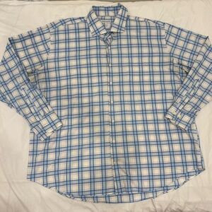 Peter Millar XXL Button Down Shirt Blue Plaid Performance Long Sleeve Mens Tall